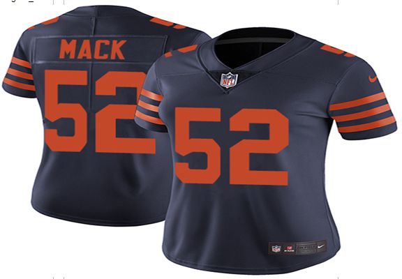 Women Chicago Bears #52 Mack Blue Orange Nike Vapor Untouchable Player NFL Jerseys
